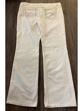 Vanilla Star Women Mid Rise Bootcut White Denim Jeans Sz 36